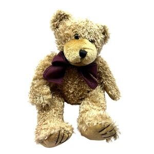 First & Main Scraggles 1864 Tan Bear‎ Plush 11" Maroon Bow Stuffed Animal